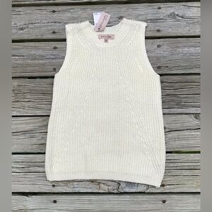 NEW Ladies S PHILOSOPHY Cream Oversized Sleeveless Summer Knit Sweater